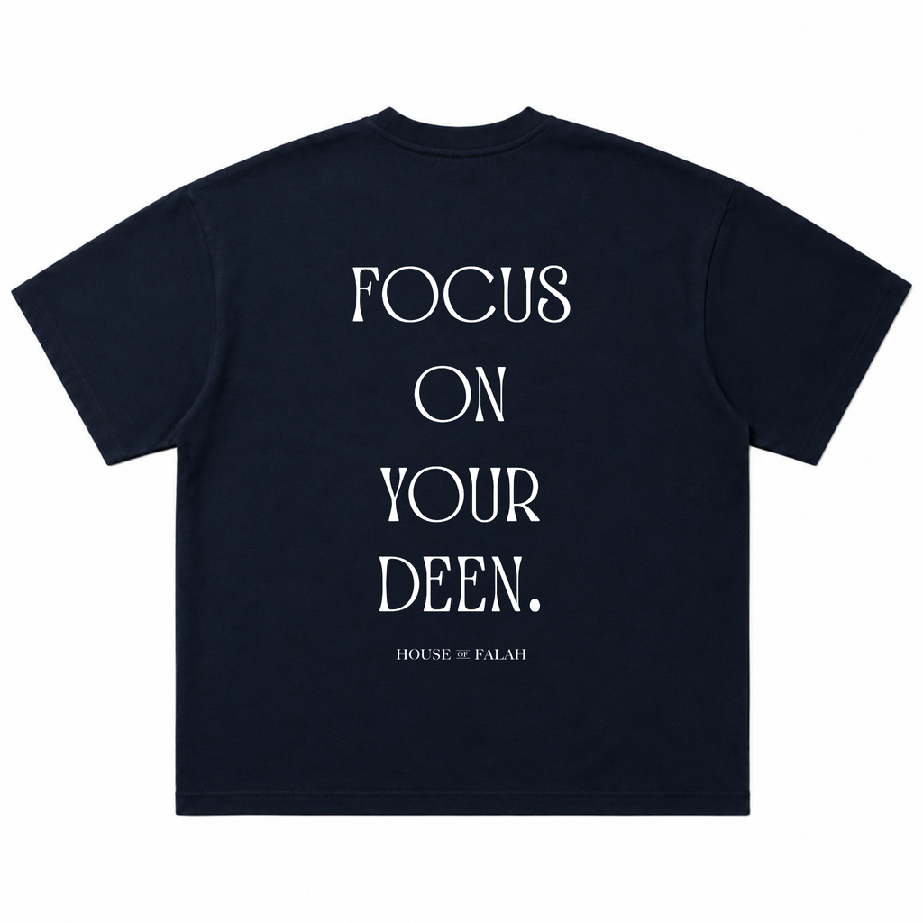 Focus On Deen Oversized Tee | Navy Blue